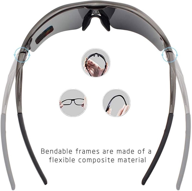 BangLong Polarized Sports Sunglasses Cycling Sun Glasses for Men Women with 5 Interchangeable Lenes for Running Baseball Golf - Image 5